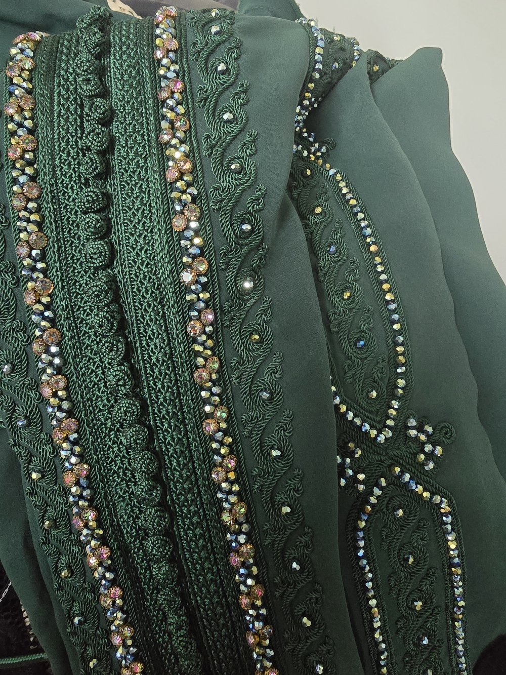 Embroidered Emerald Green Women's Long Dress - Picture 4 of 5